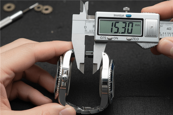 A person comparing the thickness of two watches side-by-side