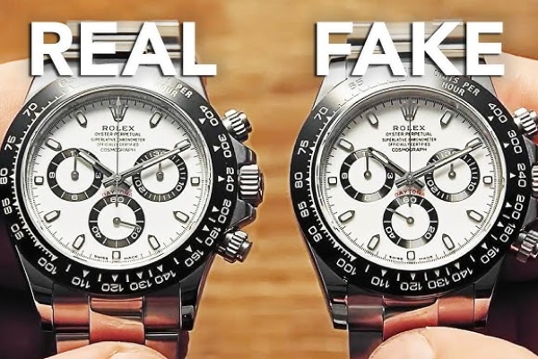 A 1 to 1 replica Rolex next to a genuine model