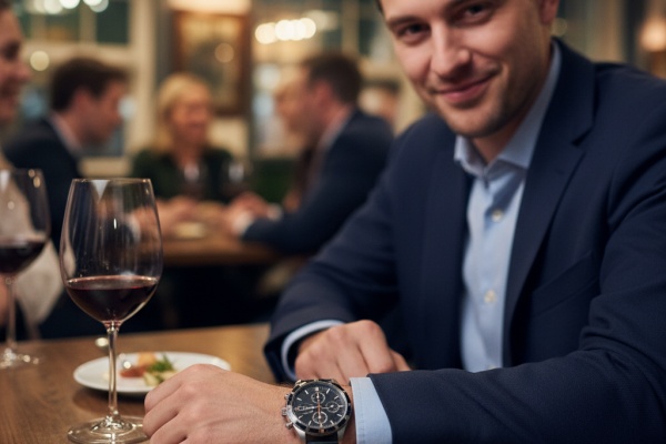 Man wearing a replica watch in a social setting