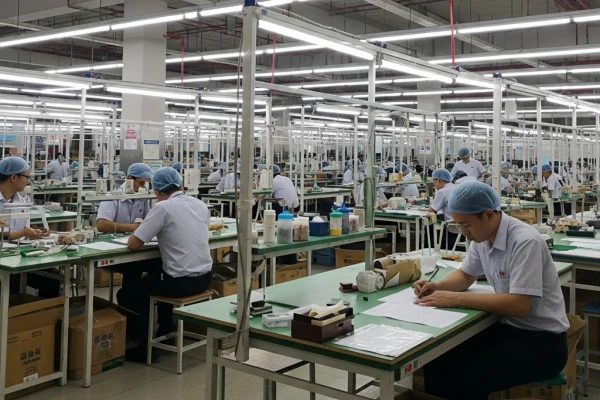 A bustling industrial district in Guangzhou, China