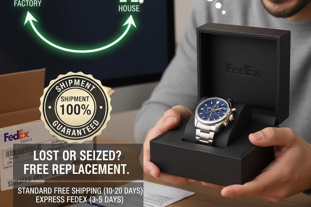 A graphic showing a guaranteed shipping route from our facility to the customer's door