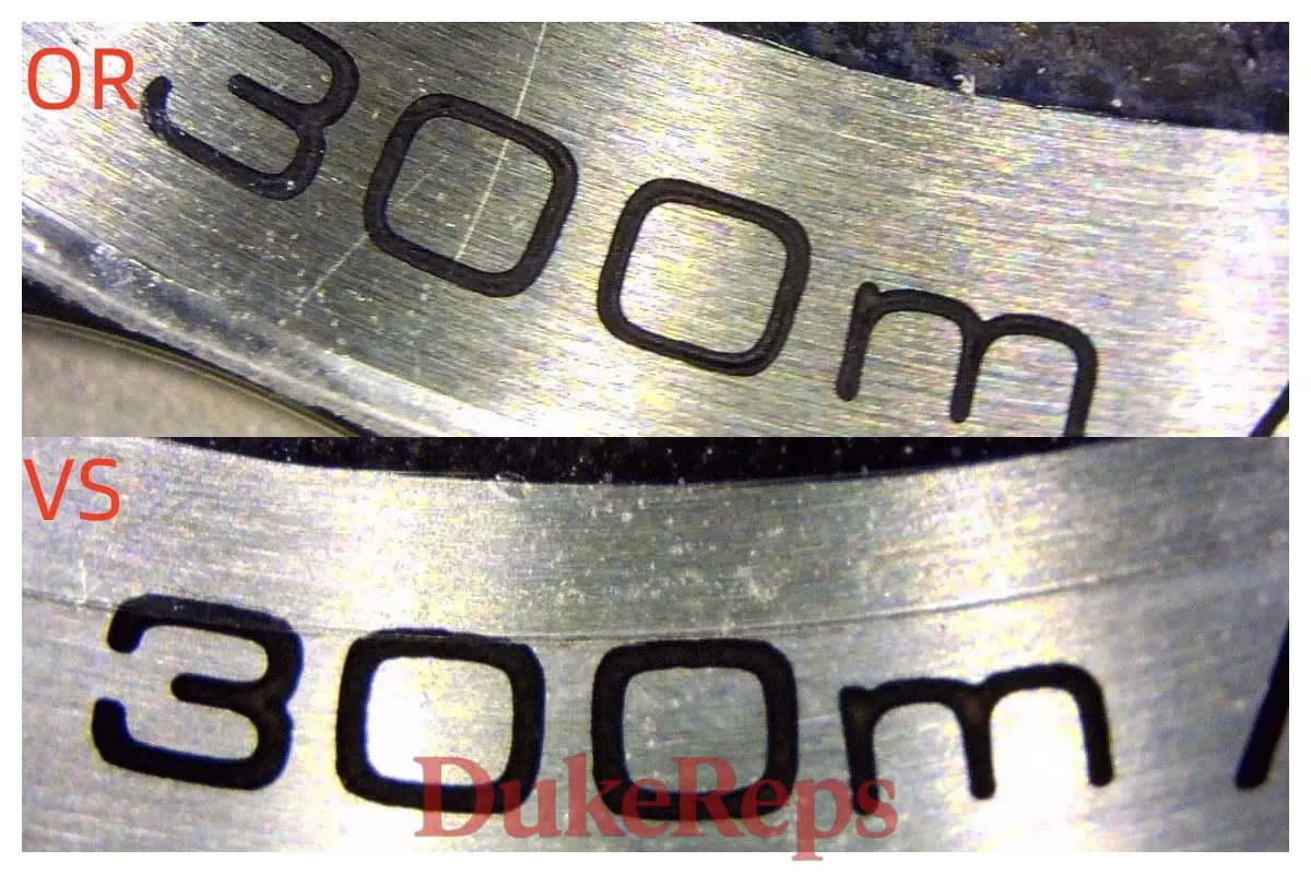 The back laser of the dials of the VSF and ORF Seamaster 007