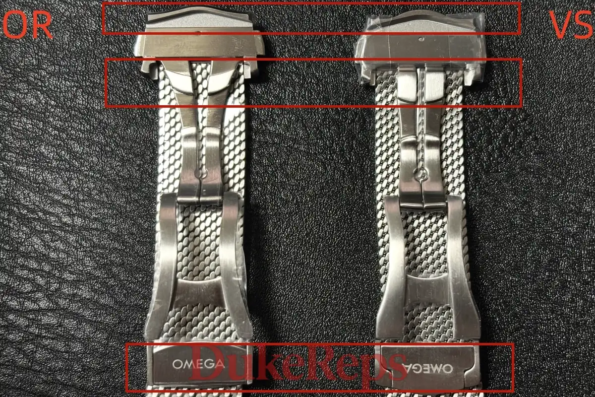 A split image showing the clasp and movement of the VSF and ORF Seamaster