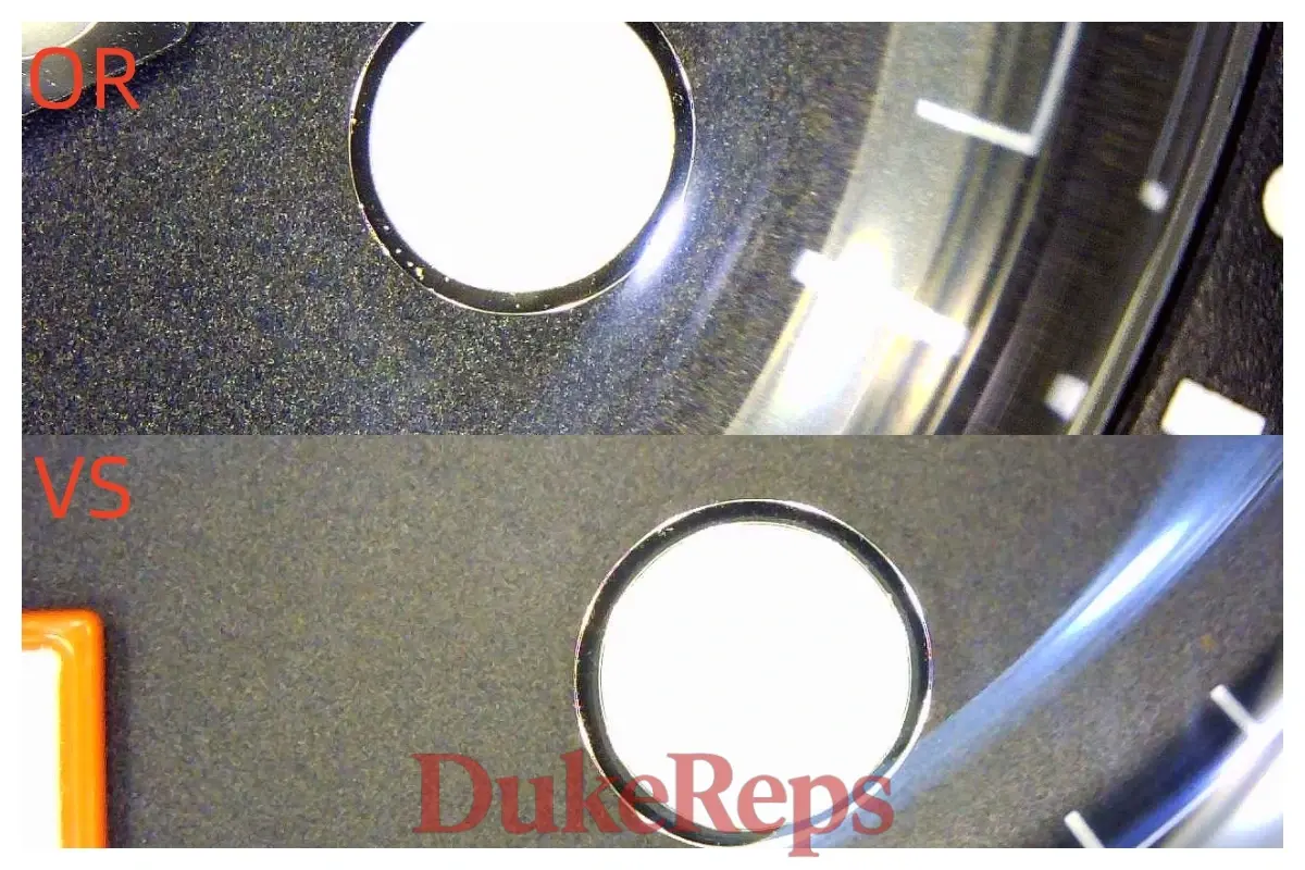 The hourmarker of the VSF and ORF orange Seamaster watches