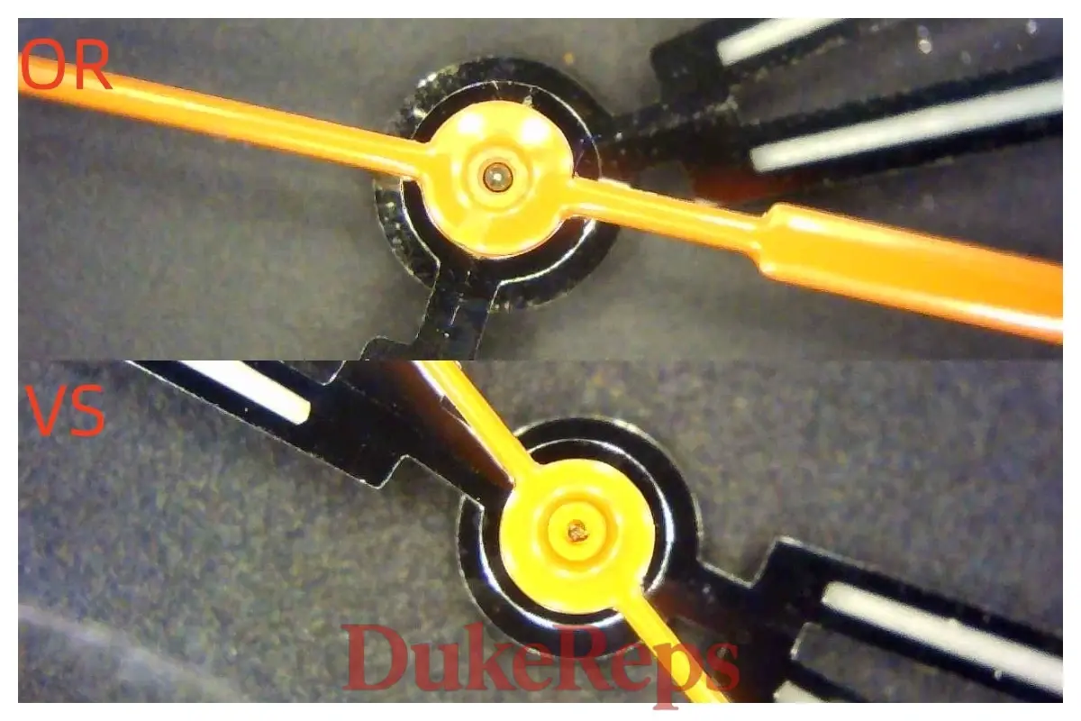 The hand shaft of the VSF and ORF orange Seamaster watches