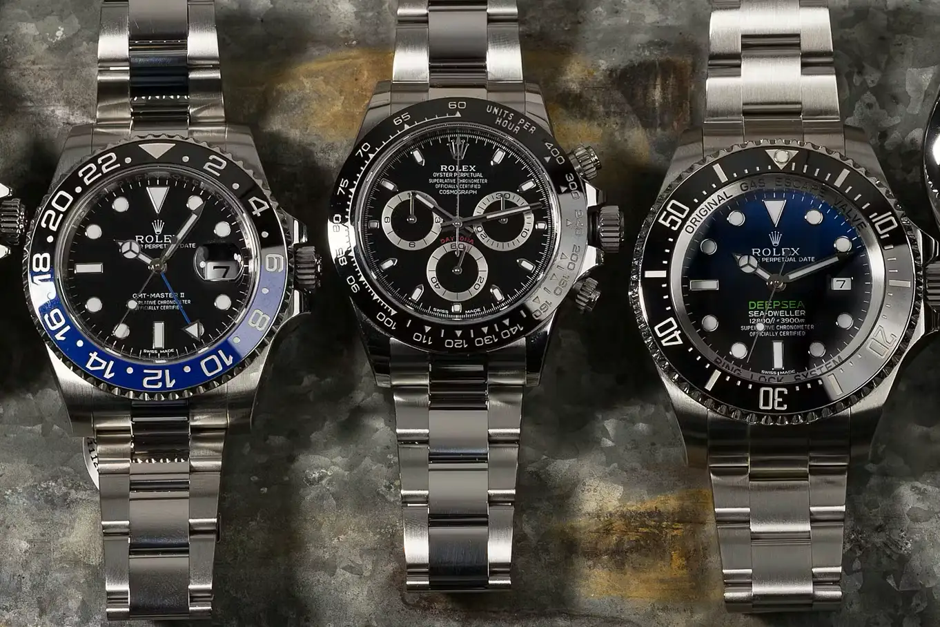 A collection of high-quality replica Rolex watches including a Submariner and a Datejust