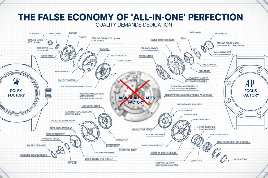An intricate diagram of a complex clone watch movement