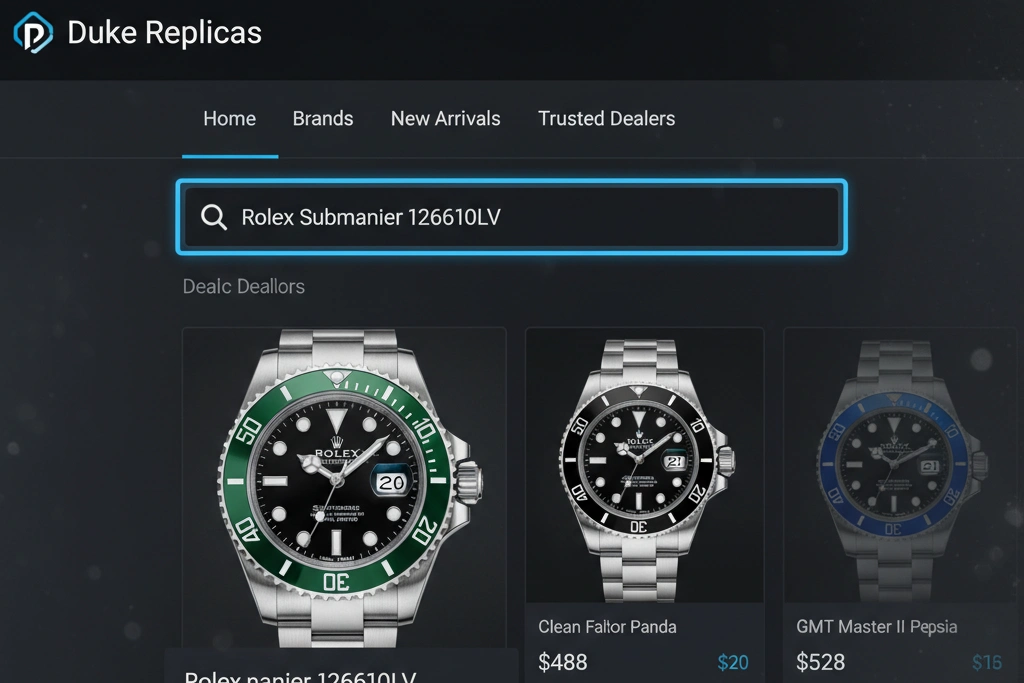 A screenshot of a trusted dealer's website with a search bar highlighted