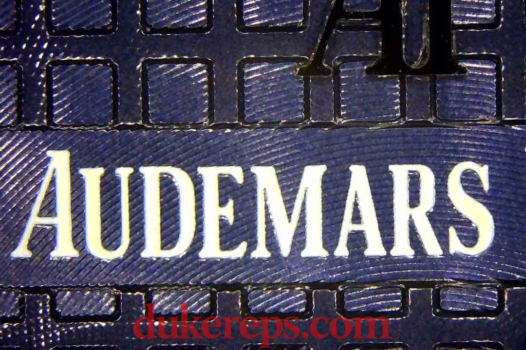 A macro shot of the VSF AP 15500 blue dial showing the logo