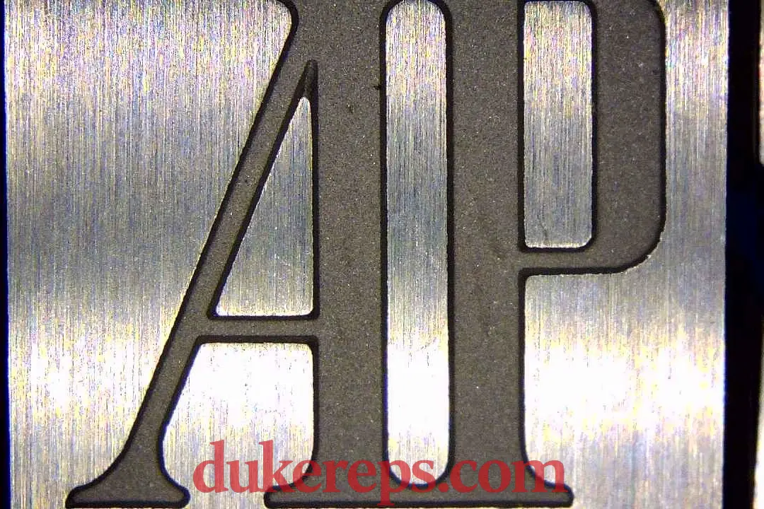 A macro shot of the VSF AP 15500 blue dial showing the logo on the buckle