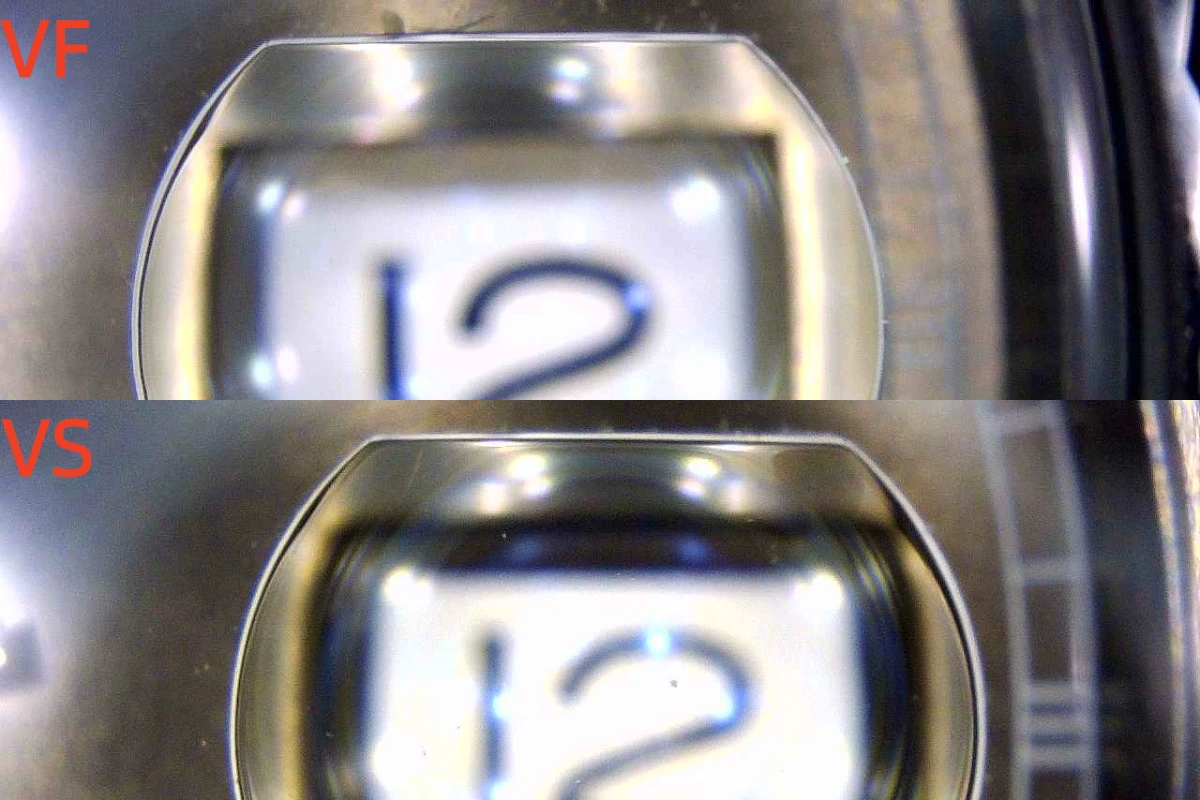 A macro shot of the Date Window on the VSF and VF watches