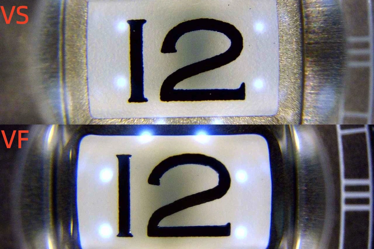 A macro shot of the Date Window on the VSF and VF watches