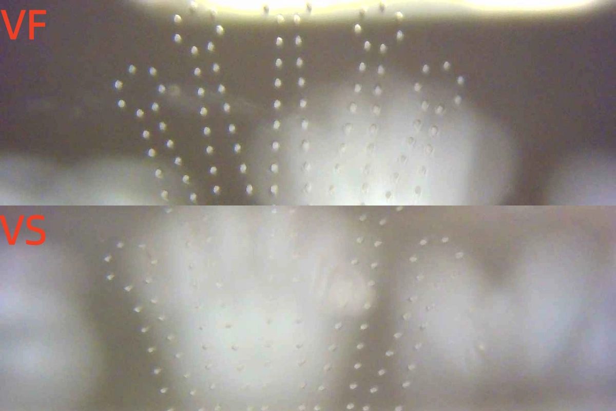 A close-up of the VF and VSF Datejust crown at 6