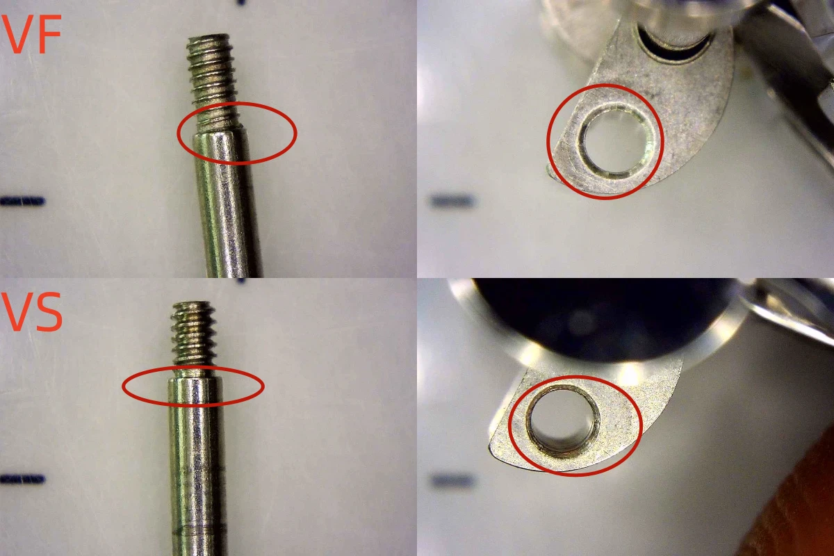 A photo showing the bracelets and clasps of the VF and VSF Datejusts