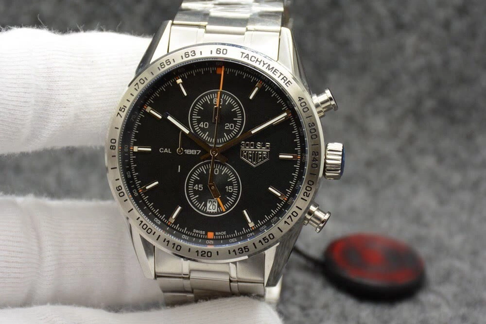 A close-up of a quartz chronograph subdial ticking